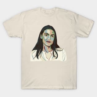 Alexandria Ocasio-Cortez Colorful Portrait T-Shirt